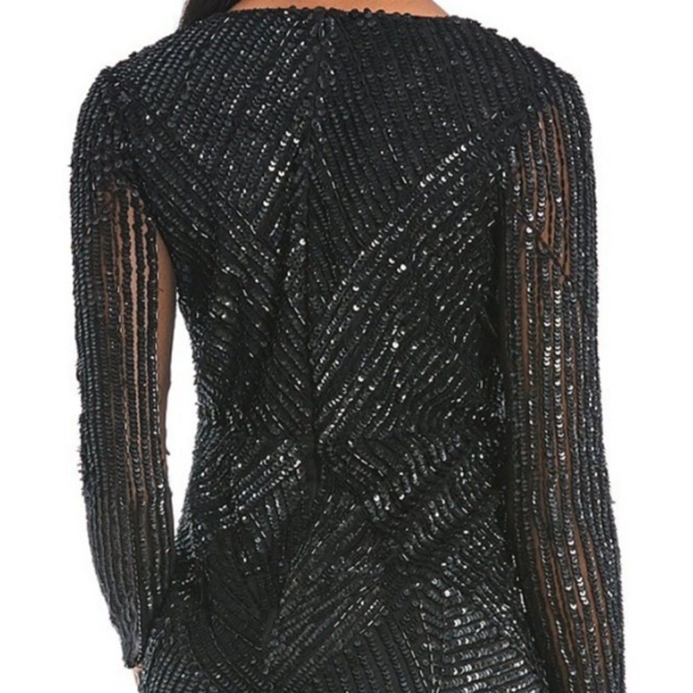 Sequin Beaded V-Neck Mini Dress (Final Price) - Picture 3 of 4